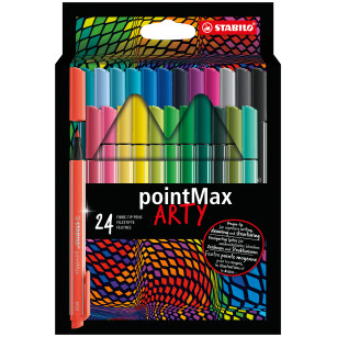 STABILO pointMax ARTY Nylon Tip Writing Pen - Wallet of 24 - Assorted Colours